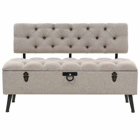 Vidaxl opbergbank met rugleuning 110 cm stof crèmekleurig