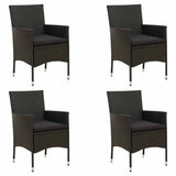 Vidaxl tuinstoelen 4 st met kussens poly rattan zwart