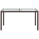 Vidaxl tuintafel 150x90x75 cm gehard glas en poly rattan bruin