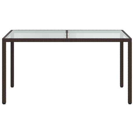 Vidaxl tuintafel 150x90x75 cm gehard glas en poly rattan bruin