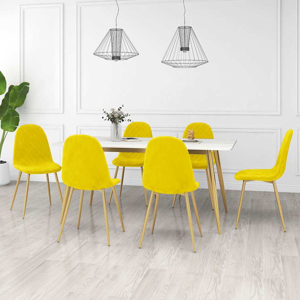 Vidaxl eetkamerstoelen 6 st fluweel mosterdgeel