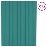 VidaXL Dakpanelen 12 st 60x45 cm gegalvaniseerd staal groen