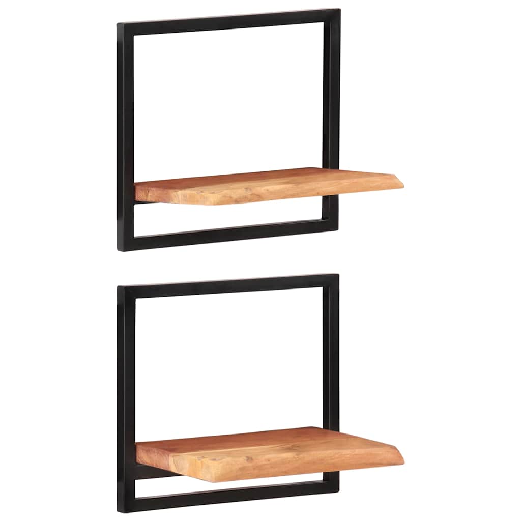Vidaxl wandschappen 2 st 40x24x35 cm massief acaciahout en staal