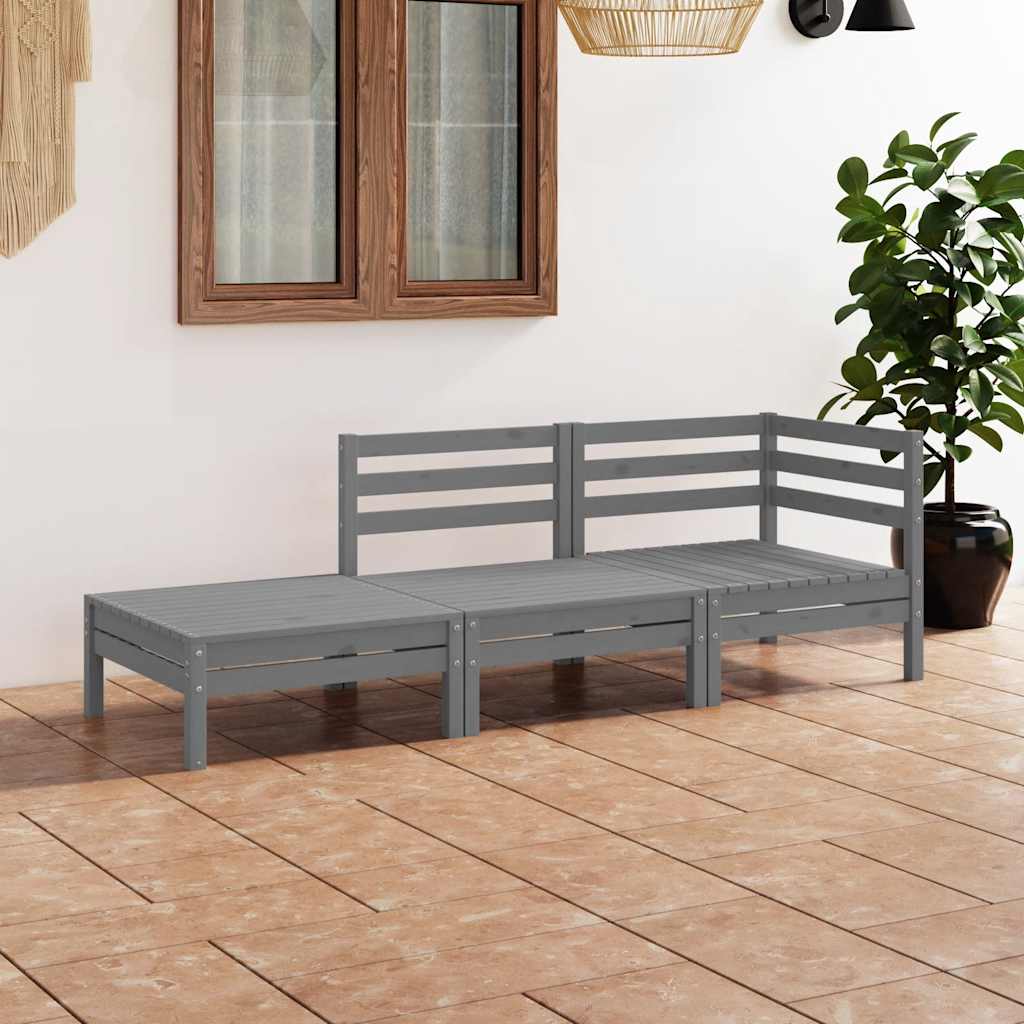 Vidaxl 3-delige loungeset massief grenenhout grijs