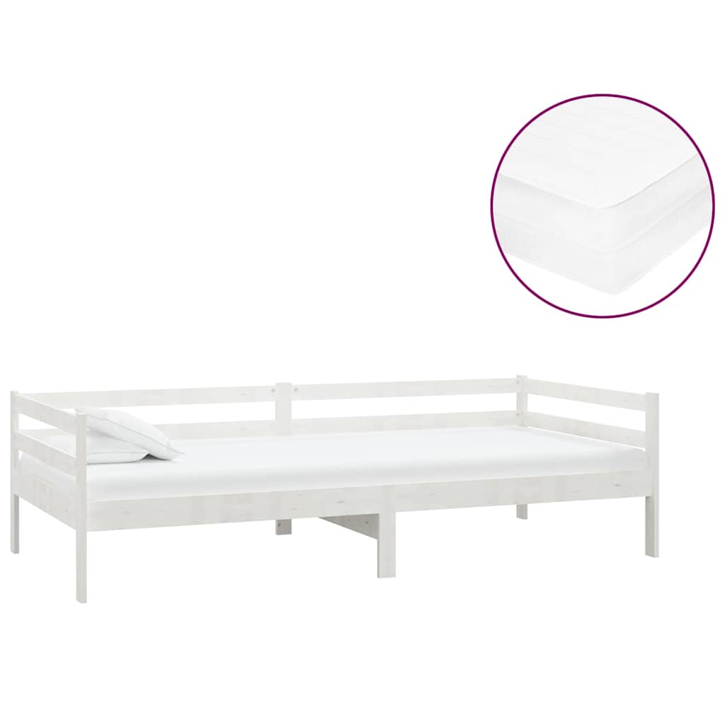 Vidaxl slaapbank met matras massief grenenhout wit 90x200 cm