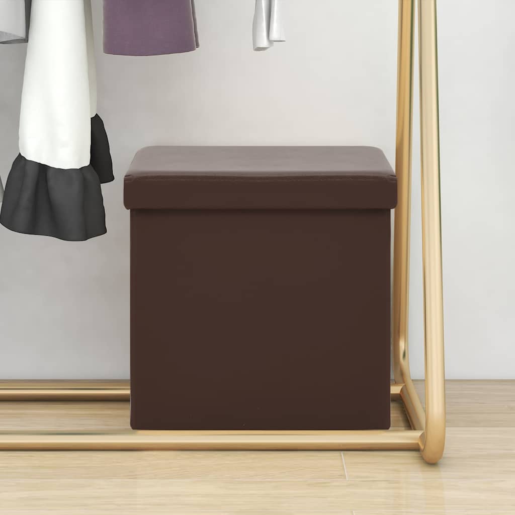 Vidaxl opbergkruk inklapbaar pvc bruin