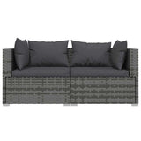 Vidaxl tweezitsbank met kussens poly rattan grijs