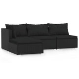 Vidaxl 4-delige loungeset met kussens poly rattan zwart