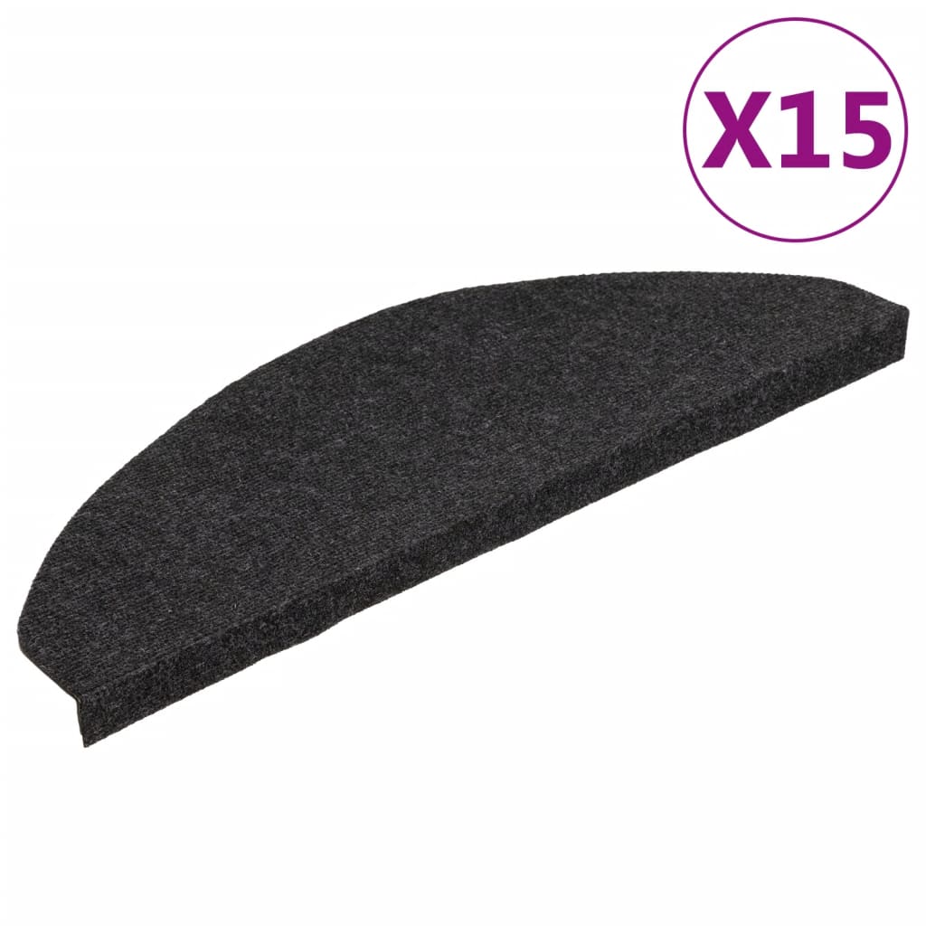 Vidaxl trapmatten zelfklevend 15 st 65x22,5x3,5 cm zwart