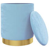 Vidaxl hocker met opbergruimte rond fluweel 31 x 37 cm lichtblauw