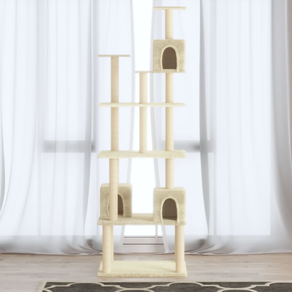 Vidaxl kattenmeubel met sisal krabpalen 188 cm crèmekleurig