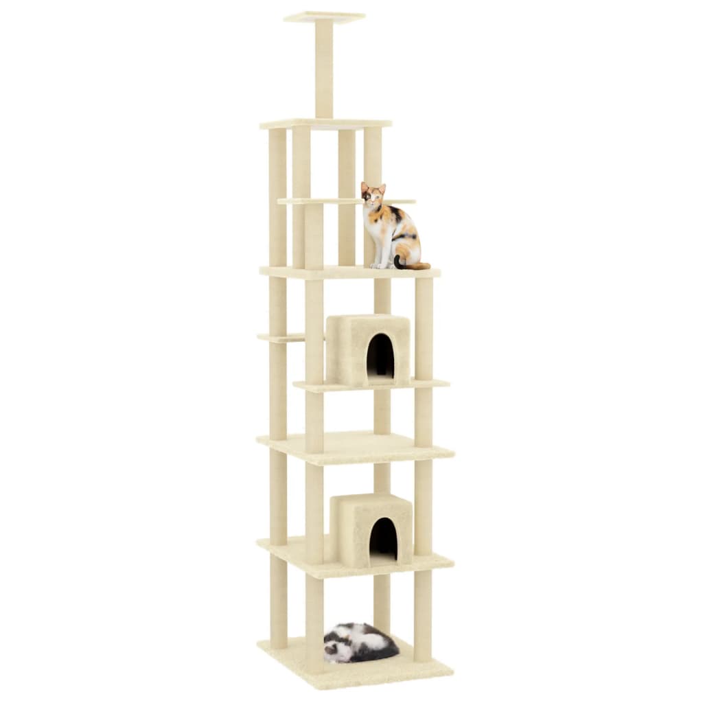 VidaXL Kattenmeubel met sisal krabpalen 216 cm crèmekleurig