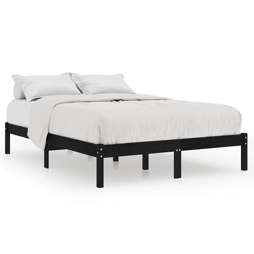 Vidaxl bedframe massief grenenhout zwart 140x190 cm