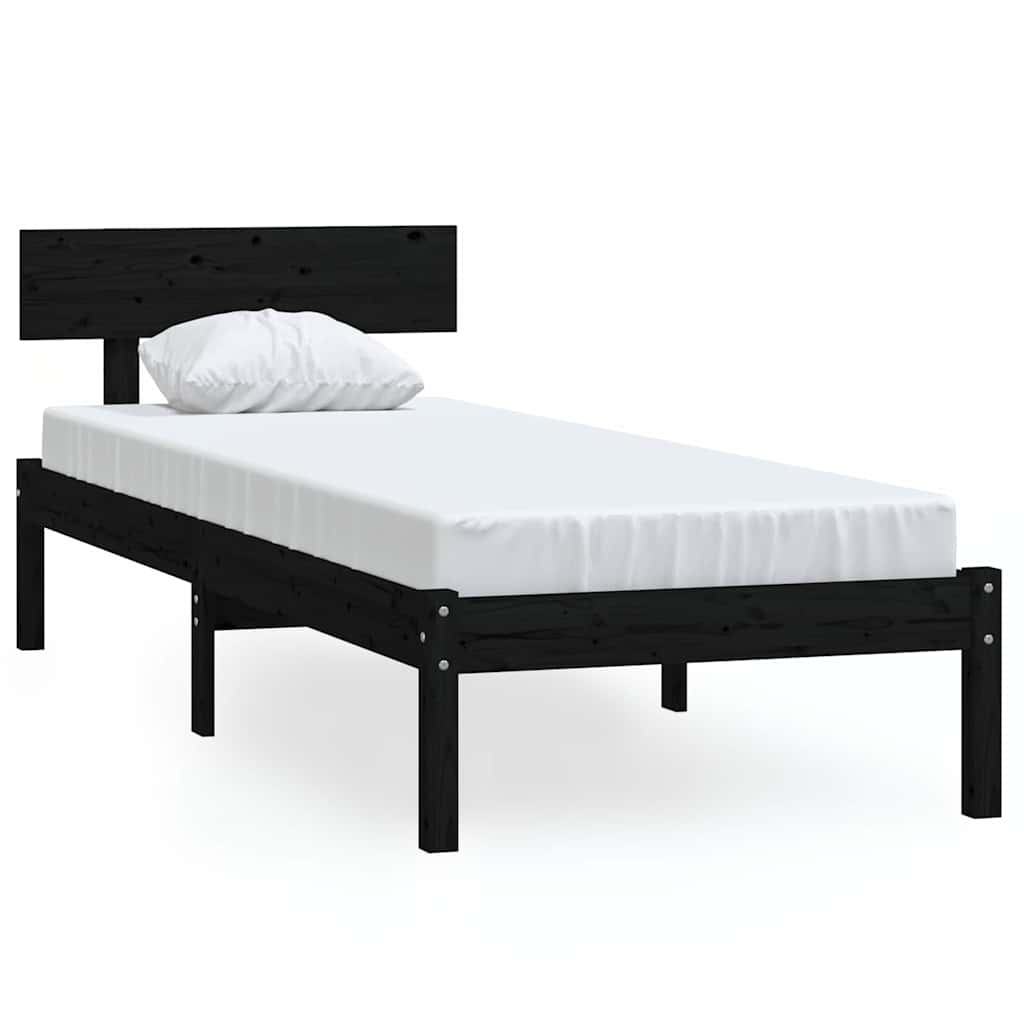 Vidaxl bedframe massief grenenhout zwart 90x190 cm