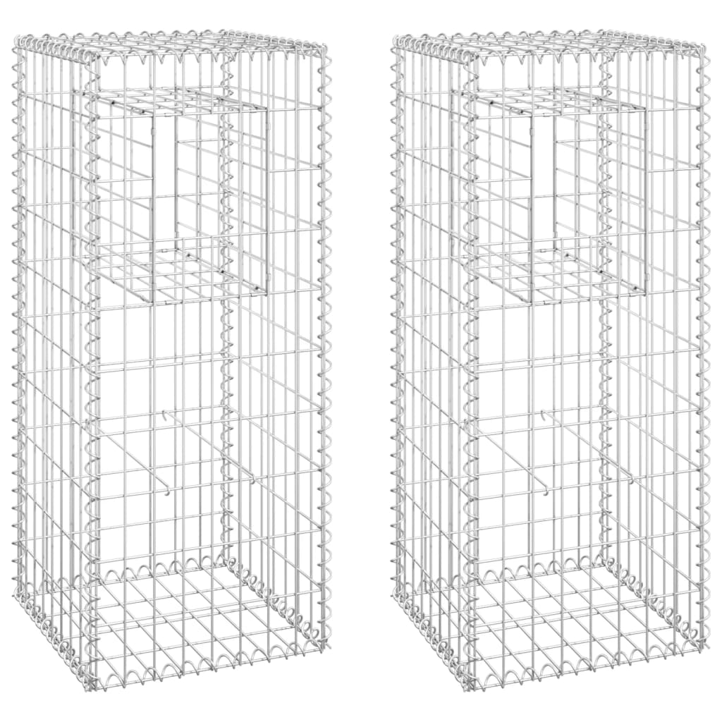 Vidaxl schanskorf palen 2 st 40x40x100 cm ijzer