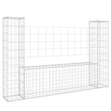 Vidaxl schanskorf u-vormig met 2 palen 140x20x100 cm ijzer