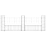 Vidaxl schanskorf u-vormig met 3 palen 260x20x100 cm ijzer