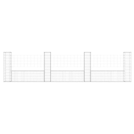Vidaxl schanskorf u-vormig met 4 palen 380x20x100 cm ijzer