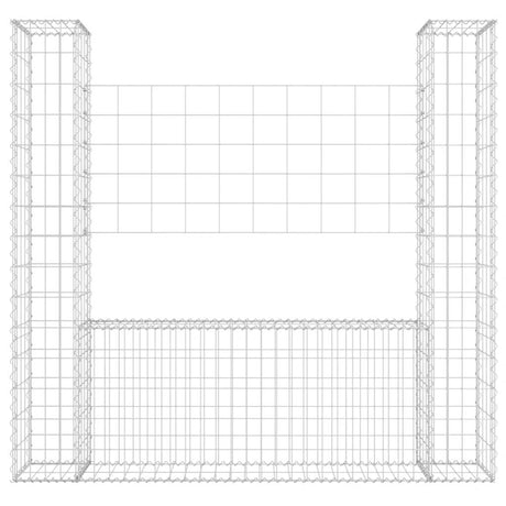 Vidaxl schanskorf u-vormig met 2 palen 140x20x150 cm ijzer
