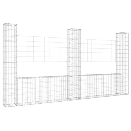 Vidaxl schanskorf u-vormig met 3 palen 260x20x150 cm ijzer