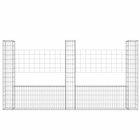 Vidaxl schanskorf u-vormig met 3 palen 260x20x150 cm ijzer