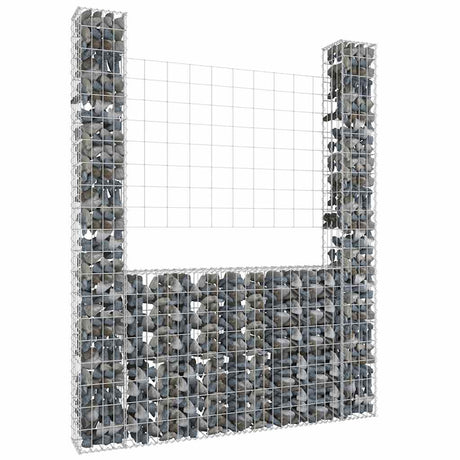 Vidaxl schanskorf u-vormig met 2 palen 140x20x200 cm ijzer