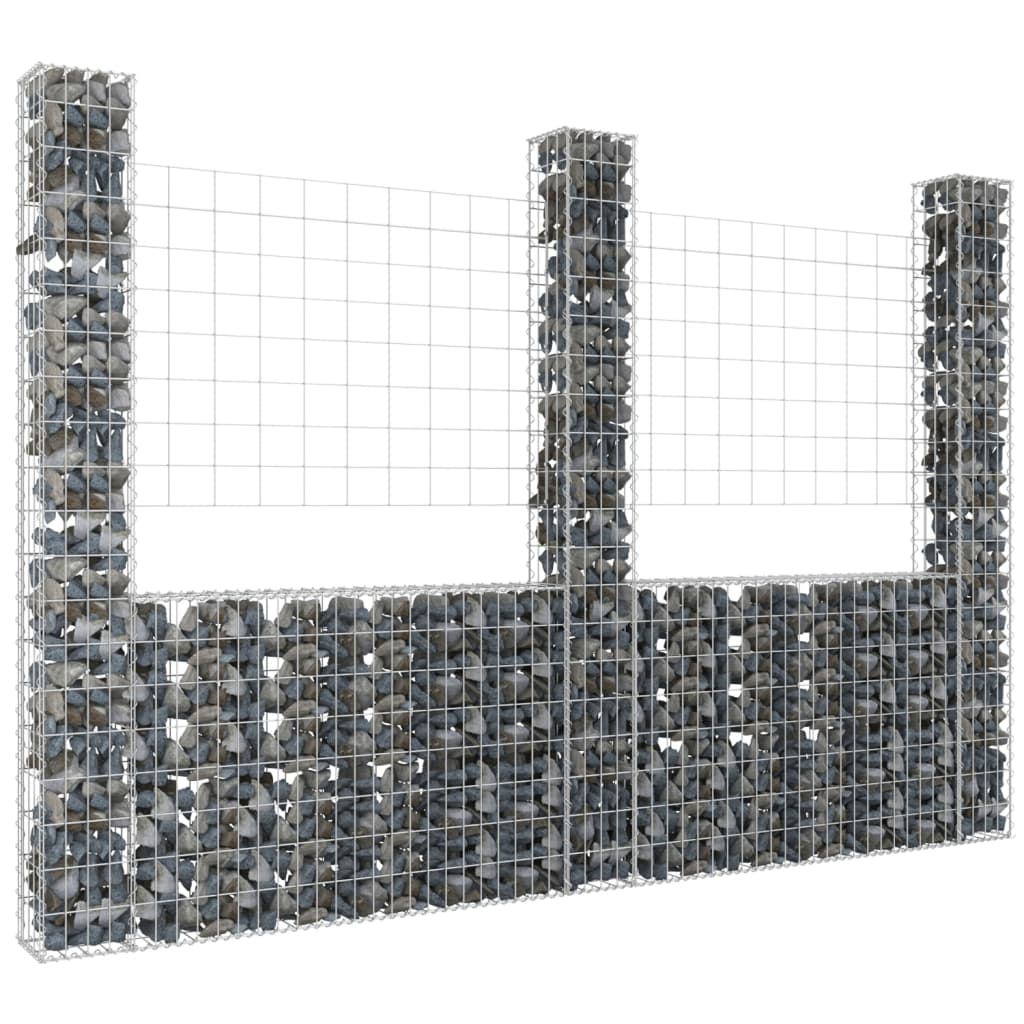 VidaXL Schanskorf U-vormig met 3 palen 260x20x200 cm ijzer