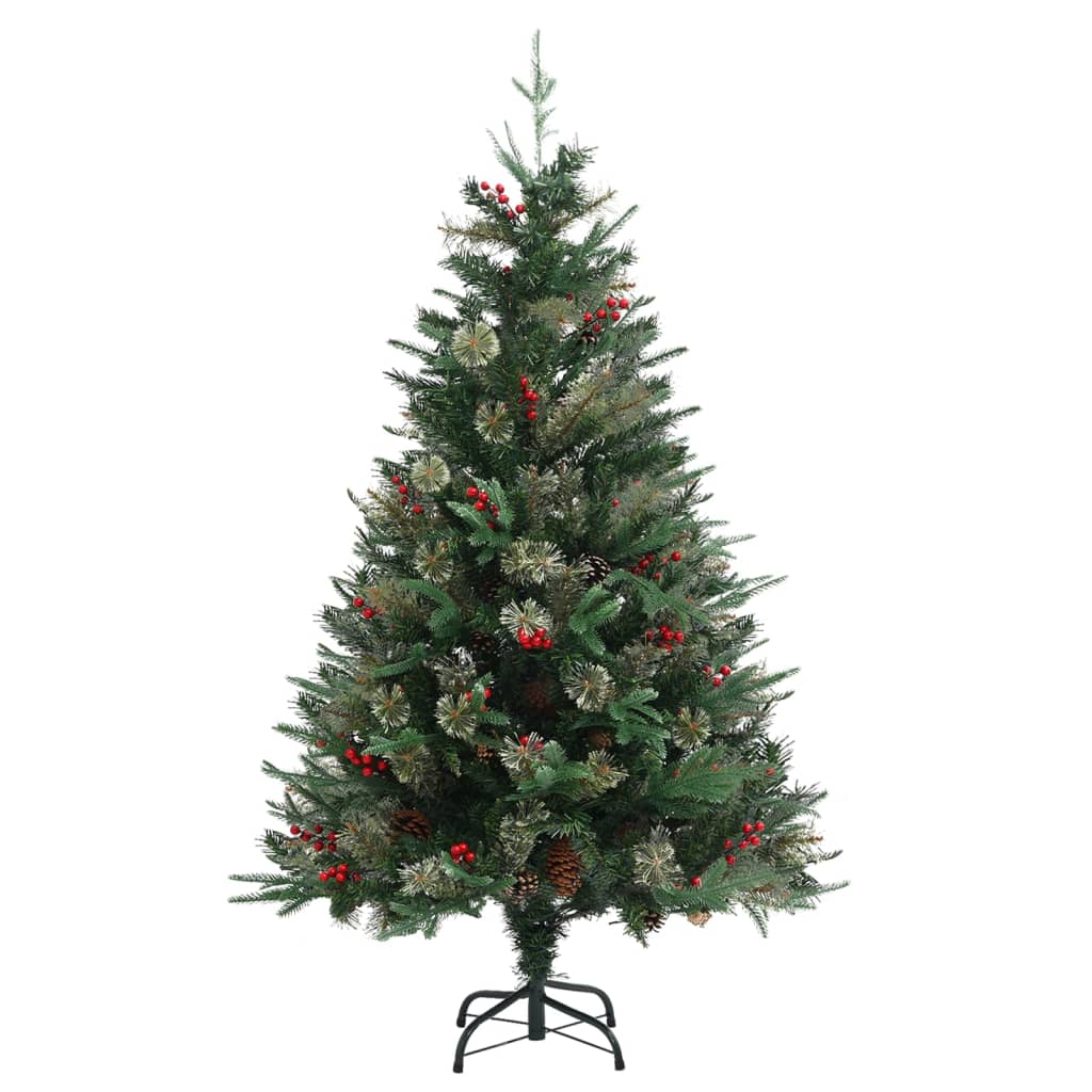 Vidaxl kerstboom met dennenappels 120 cm pvc en pe groen