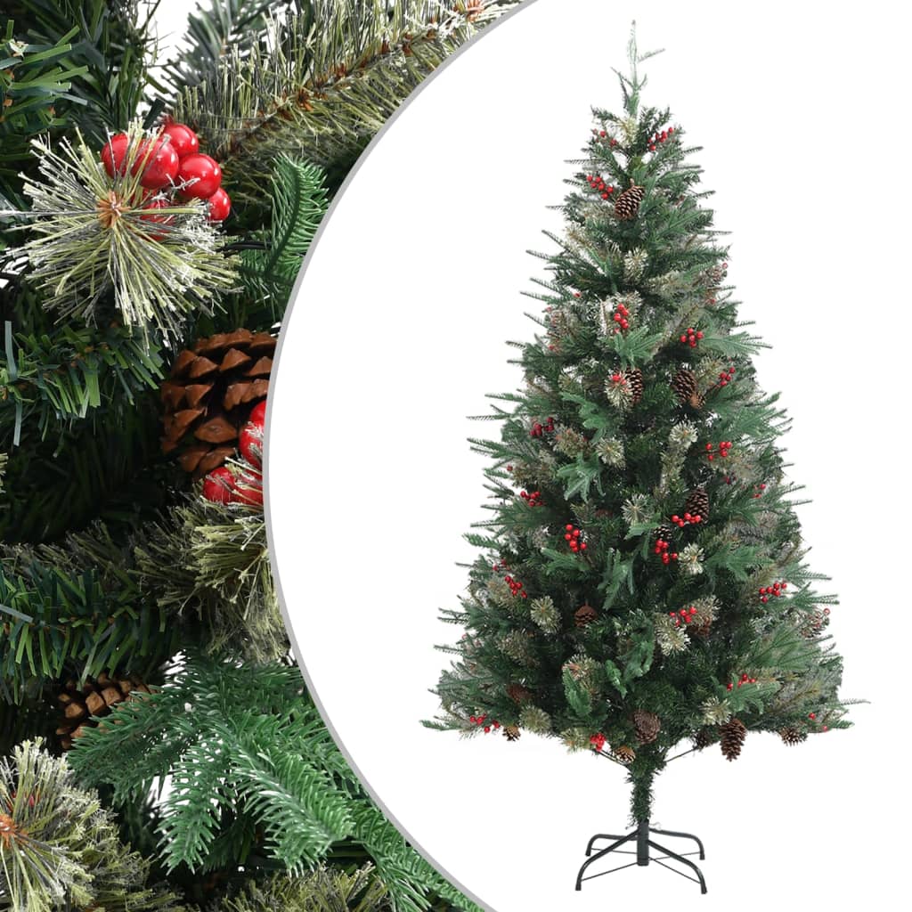 Vidaxl kerstboom met dennenappels 225 cm pvc en pe groen