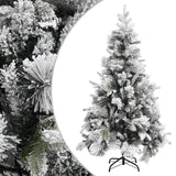 Vidaxl kerstboom met dennenappels en sneeuw 195 cm pvc en pe