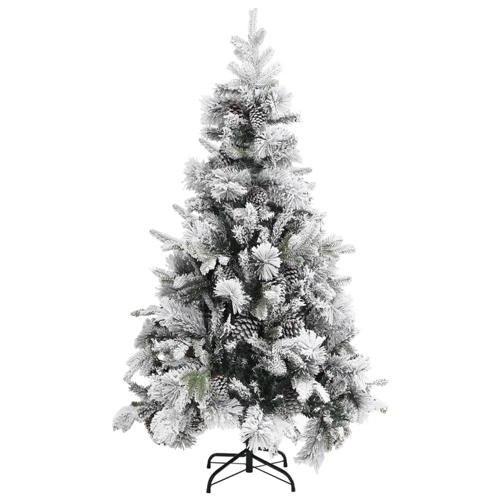 Vidaxl kerstboom met dennenappels en sneeuw 195 cm pvc en pe