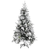 Vidaxl kerstboom met dennenappels en sneeuw 225 cm pvc en pe