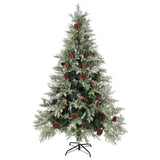 Vidaxl kerstboom met dennenappels 120 cm pvc en pe groen en wit