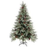 Vidaxl kerstboom met dennenappels 150 cm pvc en pe groen en wit