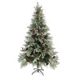 Vidaxl kerstboom met dennenappels 195 cm pvc en pe groen en wit