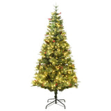 VidaXL Kerstboom met LED en dennenappels 195 cm PVC en PE groen