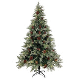 VidaXL Kerstboom met LED en dennenappels 120 cm PVC en PE groen en wit