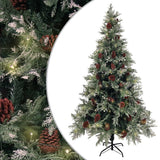 VidaXL Kerstboom met LED en dennenappels 195 cm PVC en PE groen en wit