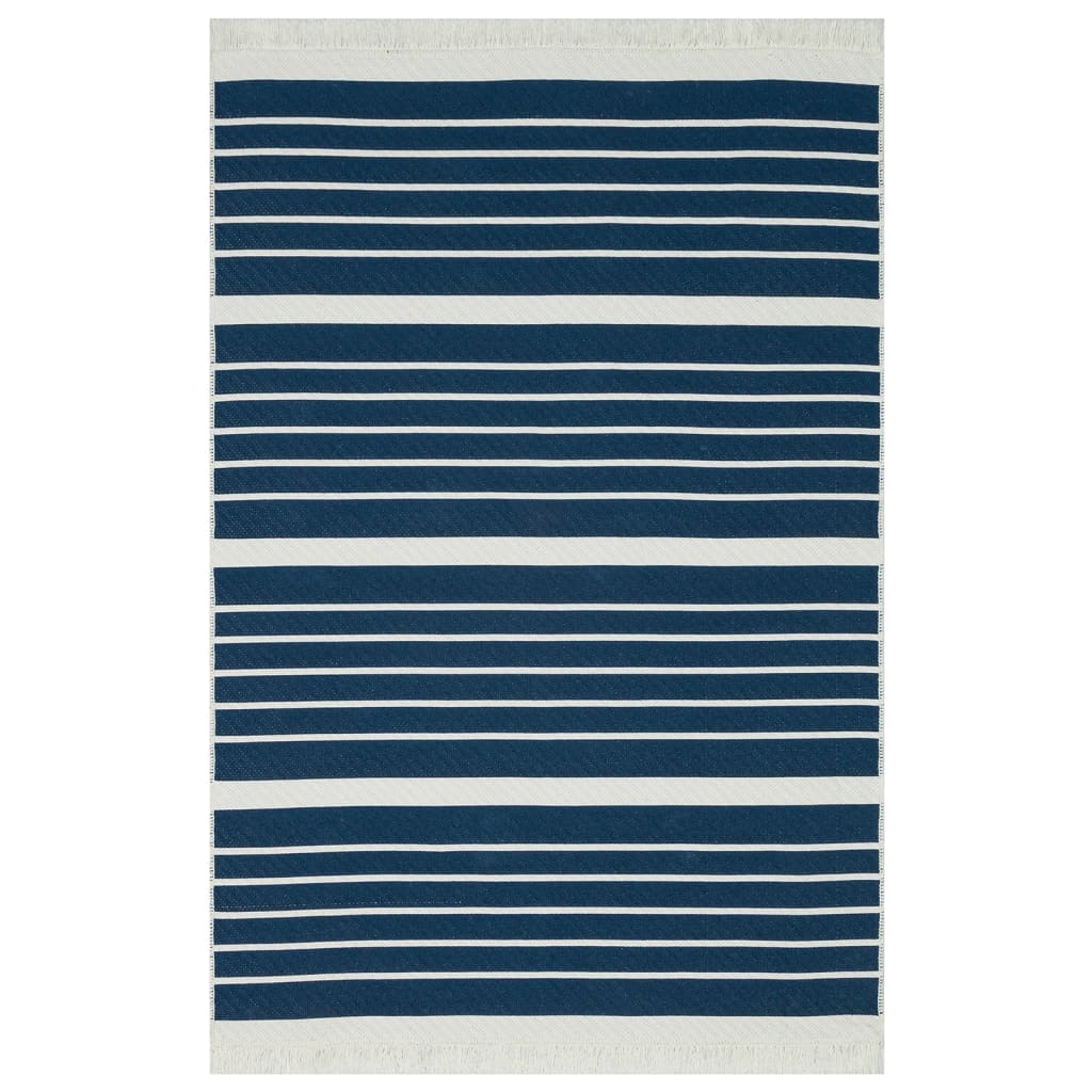 VidaXL Vloerkleed 160x230 cm katoen marineblauw