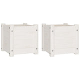Vidaxl plantenbakken 2 st 31x31x31 cm massief grenenhout wit