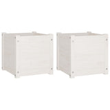 VidaXL Plantenbakken 2 st 40x40x40 cm massief grenenhout wit