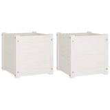 Vidaxl plantenbakken 2 st 40x40x40 cm massief grenenhout wit