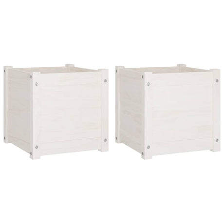 Vidaxl plantenbakken 2 st 40x40x40 cm massief grenenhout wit
