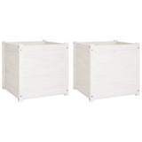 VidaXL Plantenbakken 2 st 60x60x60 cm massief grenenhout wit