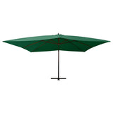 VidaXL Zweefparasol met houten paal 400x300 cm groen