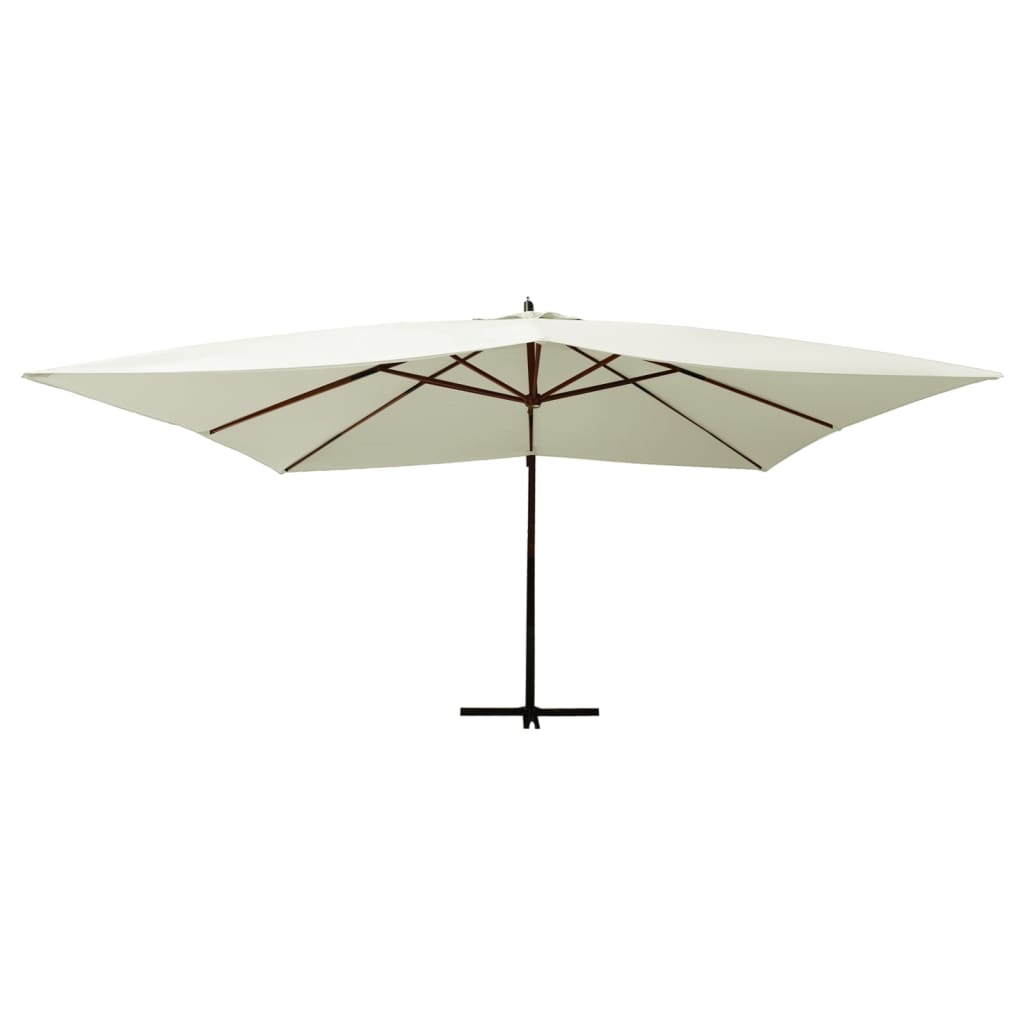 Vidaxl zweefparasol met houten paal 400x300 cm zandwit