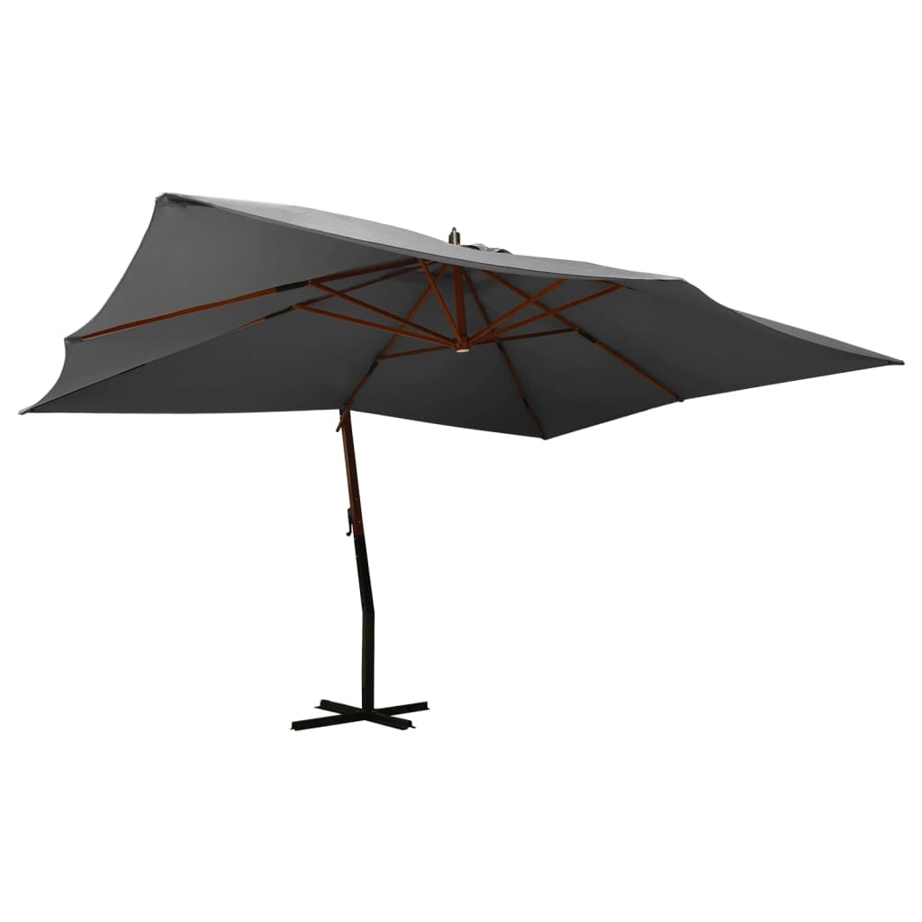 Vidaxl zweefparasol met houten paal 400x300 cm antracietkleurig