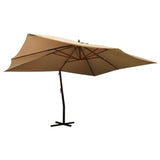 VidaXL Zweefparasol met houten paal 400x300 cm taupe