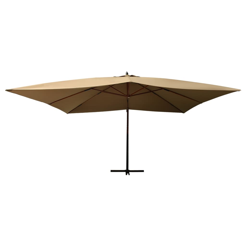 Vidaxl zweefparasol met houten paal 400x300 cm taupe