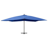 Vidaxl zweefparasol met houten paal 400x300 cm azuurblauw